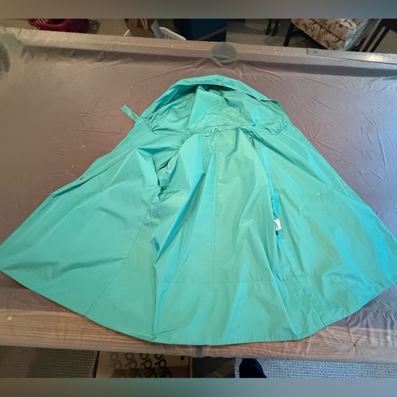 MaxMara Blue/Green Hood/Shawl Collar Trench Coat w/ Belted Waist Size 14/XL $ - Picture 7 of 16